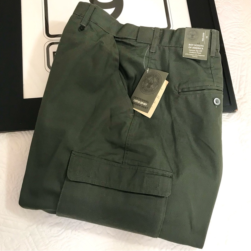 Boy Scouts of America Centennial Zip-Off Uniform Pant Men Green Size 40 NWT